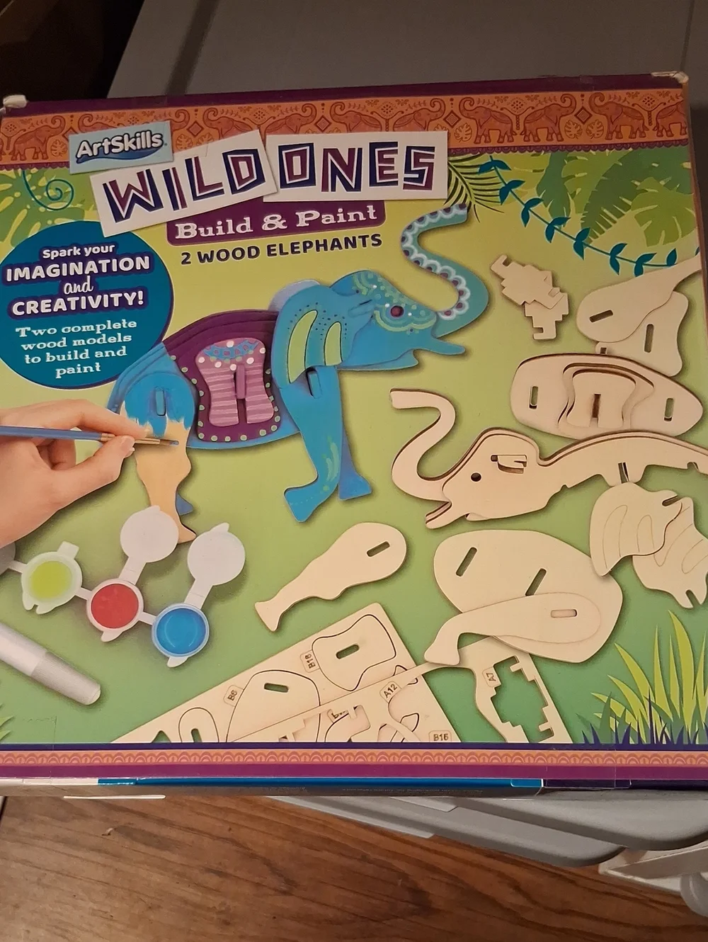 Wild Ones Build & Paint Blue Elephant Wooden Kit by
